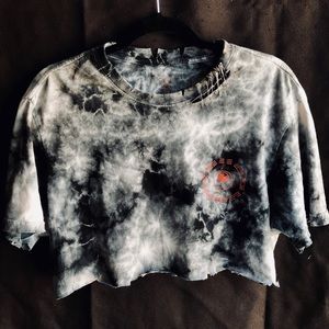 Custom tie dyed graphic crop tee
